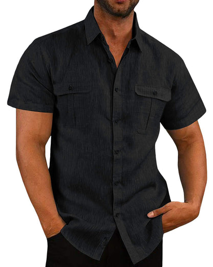 Casual Hemp Blend Men's Short Sleeve Top