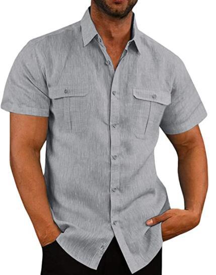 Casual Hemp Blend Men's Short Sleeve Top