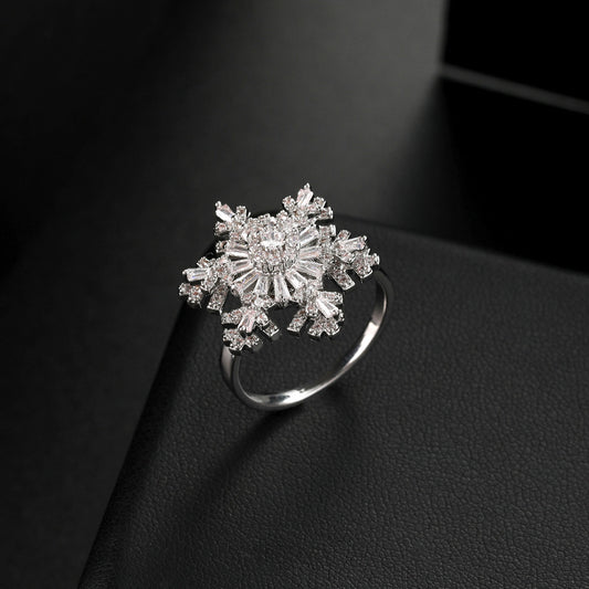 Rotating Snowflake Rotatable Ring Female