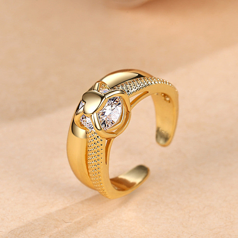 New Women's Fashion Love Zircon Ring