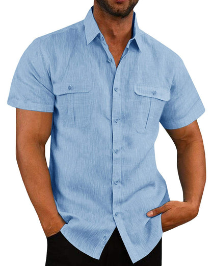 Casual Hemp Blend Men's Short Sleeve Top