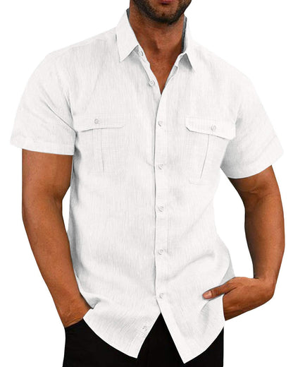 Casual Hemp Blend Men's Short Sleeve Top