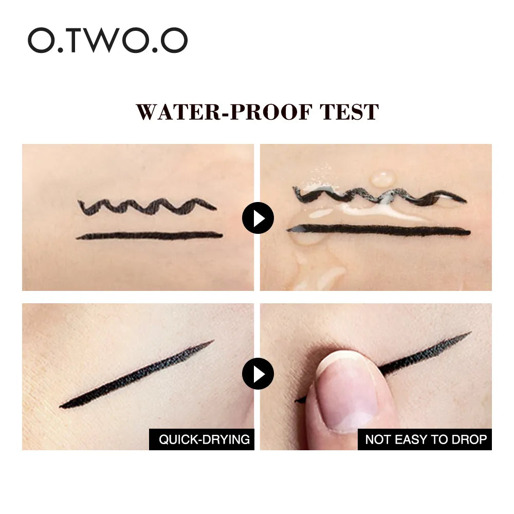 O.TWO.O Precision Perfection: Black Liquid Eyeliner Stamp with Fast Dry Technology - Waterproof Double-Ended Eye Liner Pencil for Flawless Makeup