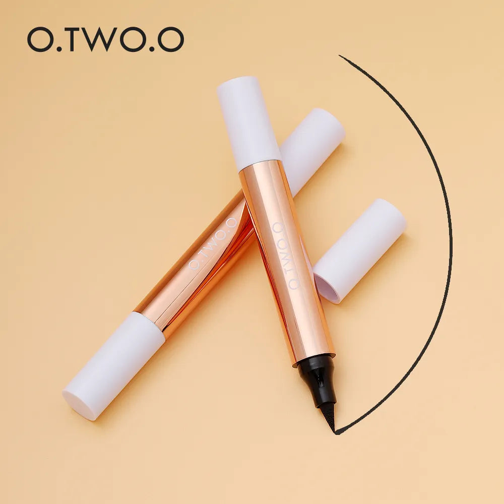 O.TWO.O Precision Perfection: Black Liquid Eyeliner Stamp with Fast Dry Technology - Waterproof Double-Ended Eye Liner Pencil for Flawless Makeup