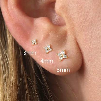 Eternal Bloom: Dainty Flower Stud Earrings - Gold Color Aesthetic Jewelry with Cute Zircon, Women's Piercing Cartilage Ear Rings, Perfect Gift