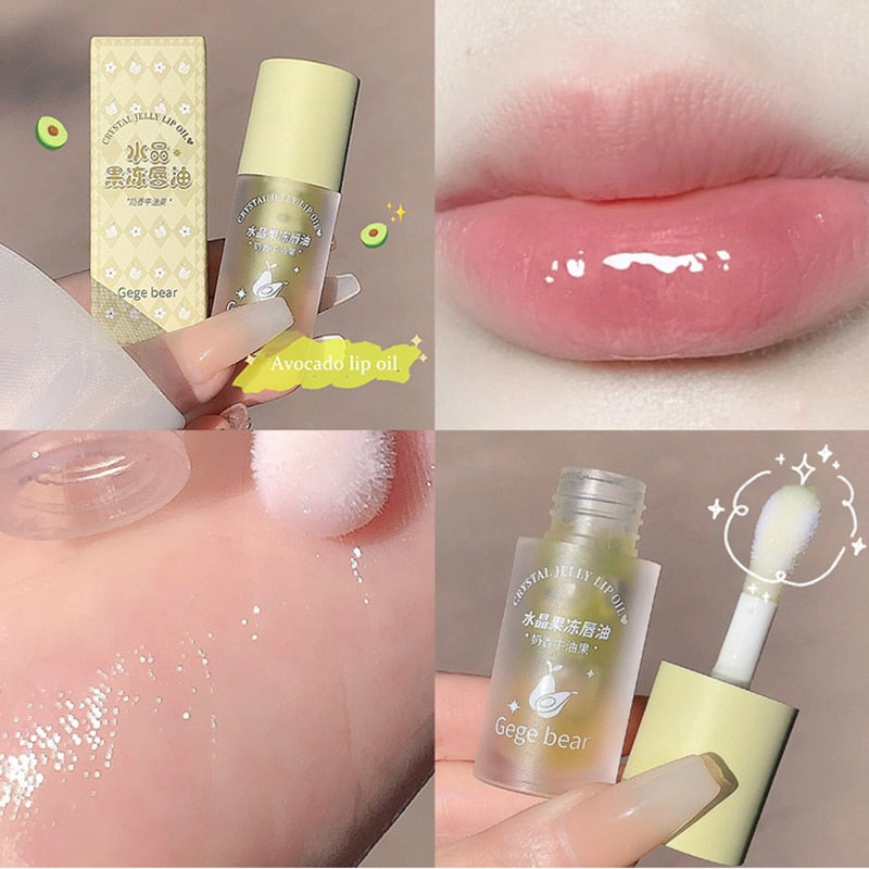 Crystal Jelly Lip Oil Hydrating Plumping Lip Gloss Coat For Cute Makeup Lipsticks Tinted Clear Serum Fruit Lip Balm Cosmetics