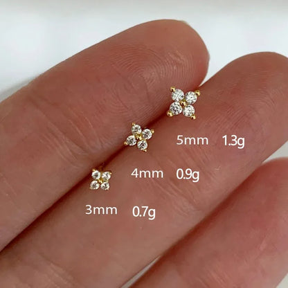 Eternal Bloom: Dainty Flower Stud Earrings - Gold Color Aesthetic Jewelry with Cute Zircon, Women's Piercing Cartilage Ear Rings, Perfect Gift