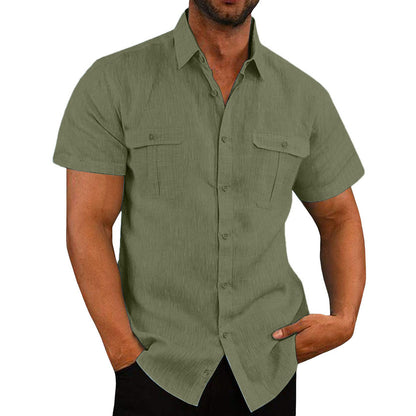 Casual Hemp Blend Men's Short Sleeve Top