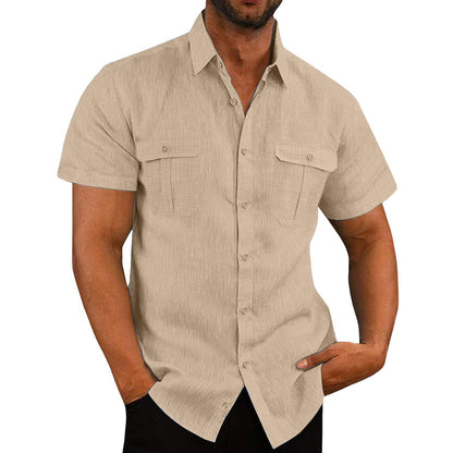 Casual Hemp Blend Men's Short Sleeve Top