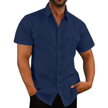 Casual Hemp Blend Men's Short Sleeve Top