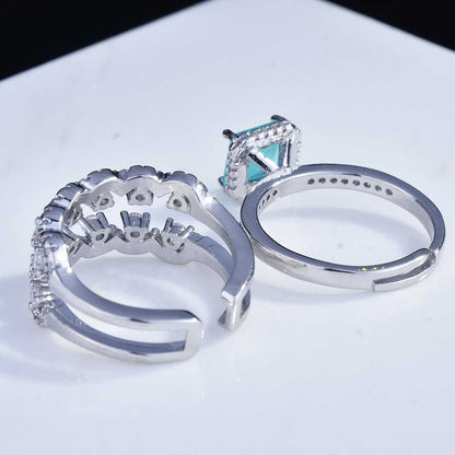 Elegant Geometric Gem Duo Rings