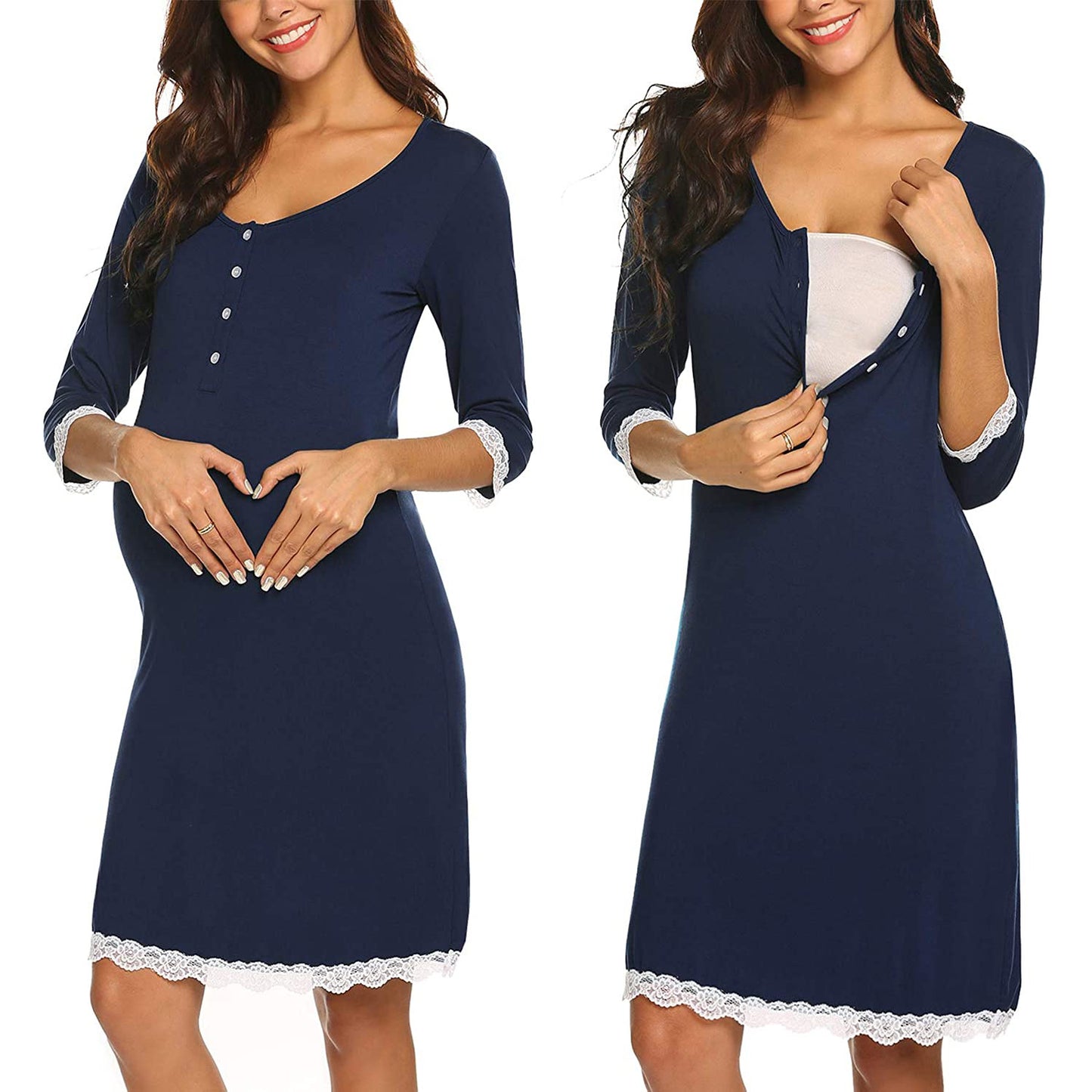 Pregnant Women Breastfeeding Five-point Sleeve Dress