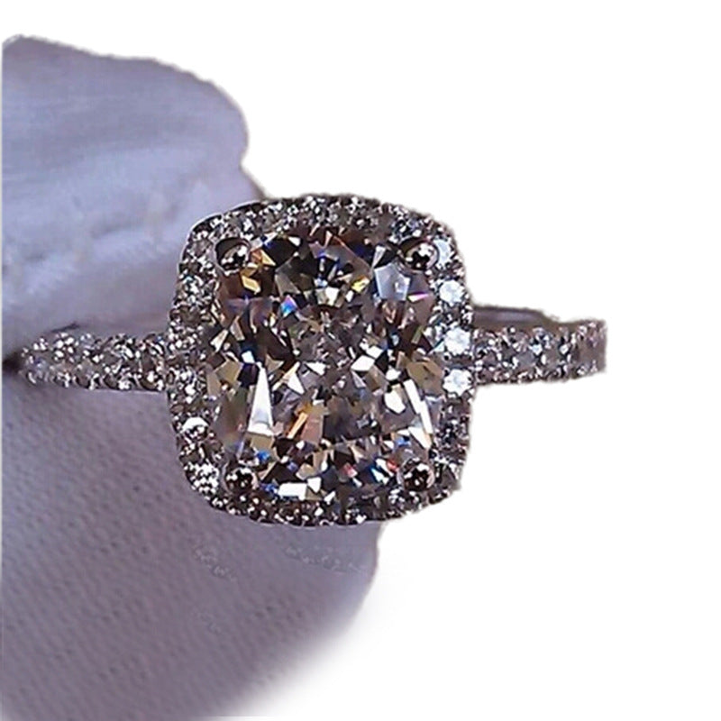 Square Diamond Female Ring S925 Ring