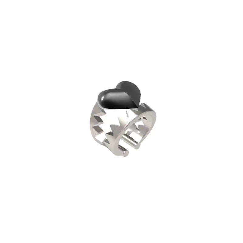 "Love at First Sight" Heart-shaped Black Metal Ring