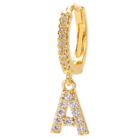 Trendy and Personalized Real Gold Plated Copper Letter Earrings for Women