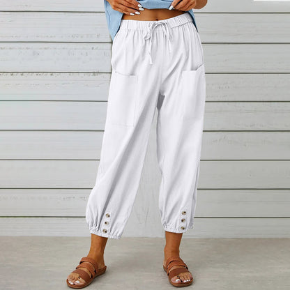 Street Chic Collection: Women's Lightweight Drawstring Tie Pants - Versatile, Comfortable, and Trendy