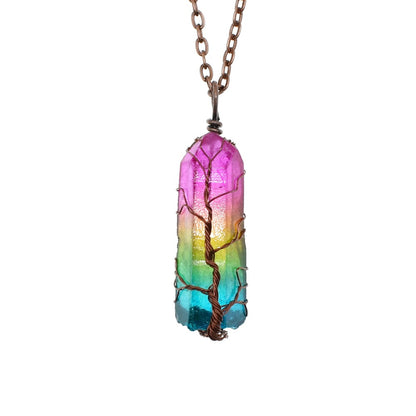 Rainbow Crystal Column Necklace