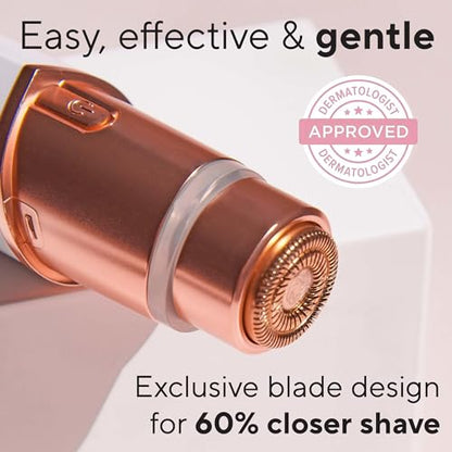 Finishing Touch Flawless Facial Hair Remover for Women, Rose Gold Electric Face Razor with LED Light, Recyclable Packaging