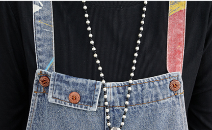 New Spring Printed Jean Suspenders For Women