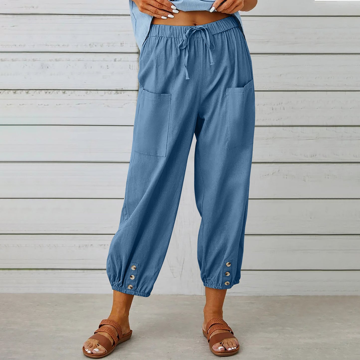 Street Chic Collection: Women's Lightweight Drawstring Tie Pants - Versatile, Comfortable, and Trendy