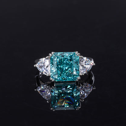 High Carbon Diamond Ring in Mint Green and Purple