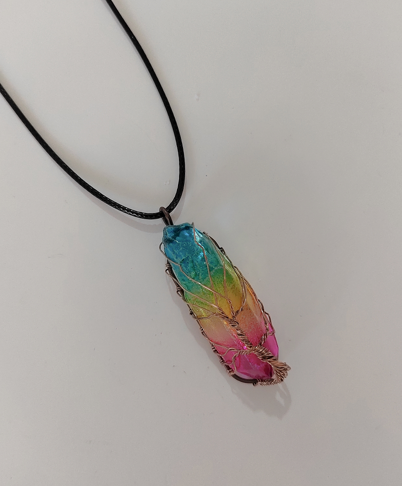 Rainbow Crystal Column Necklace