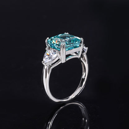 High Carbon Diamond Ring in Mint Green and Purple