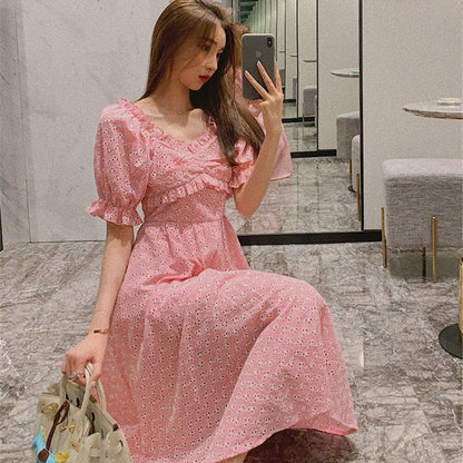 Women's Elegant Puff Sleeve Flare Dress