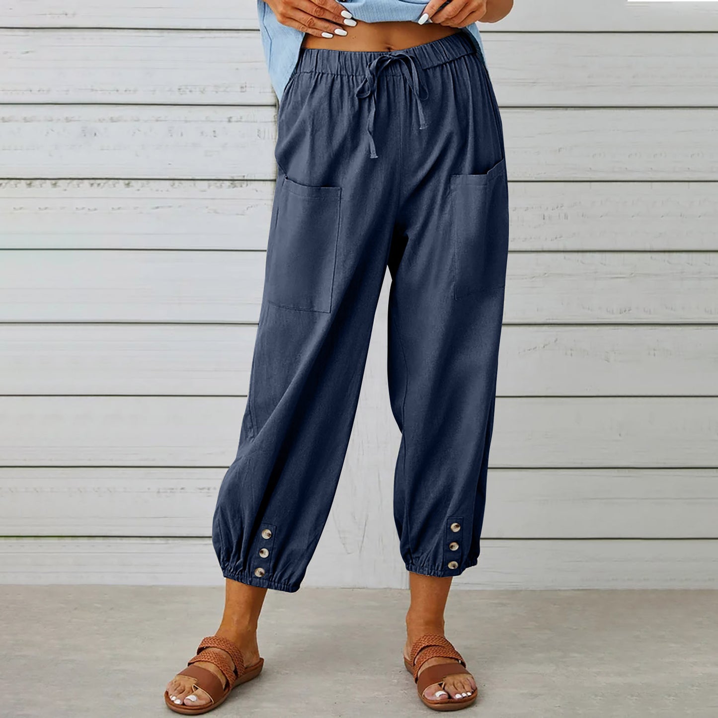 Street Chic Collection: Women's Lightweight Drawstring Tie Pants - Versatile, Comfortable, and Trendy