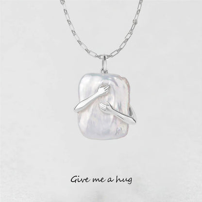 Give Me Hug' Pearl Necklace - Ideal for Christmas Gifts, and Birthdays