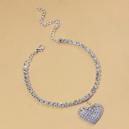 Heart Shaped Rhinestone Anklet