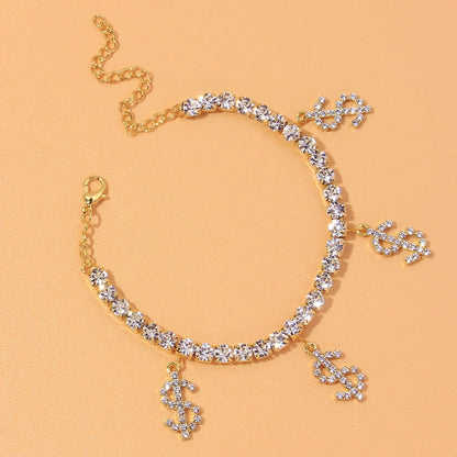 Heart Shaped Rhinestone Anklet