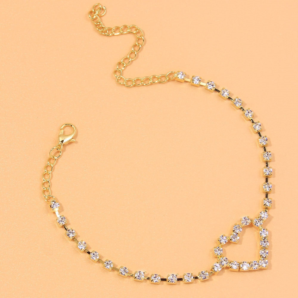 Heart Shaped Rhinestone Anklet