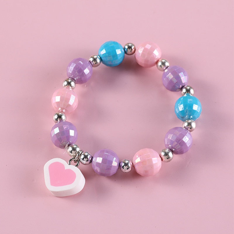 Geometric Sweetheart Necklace Bracelet Set for Children