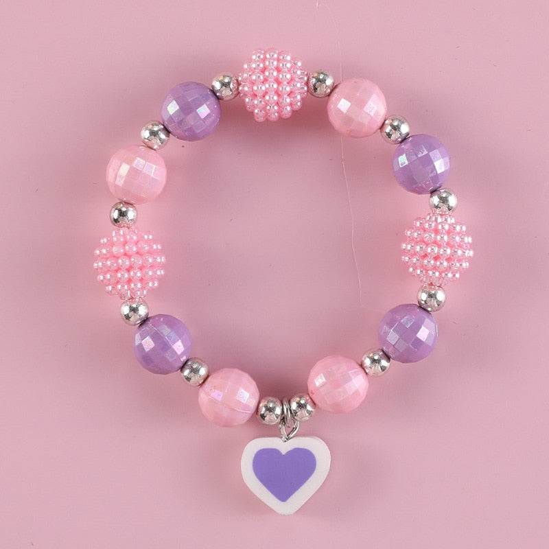 Geometric Sweetheart Necklace Bracelet Set for Children