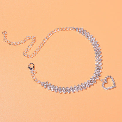 Heart Shaped Rhinestone Anklet