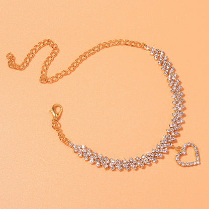 Heart Shaped Rhinestone Anklet