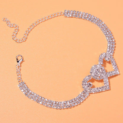 Heart Shaped Rhinestone Anklet