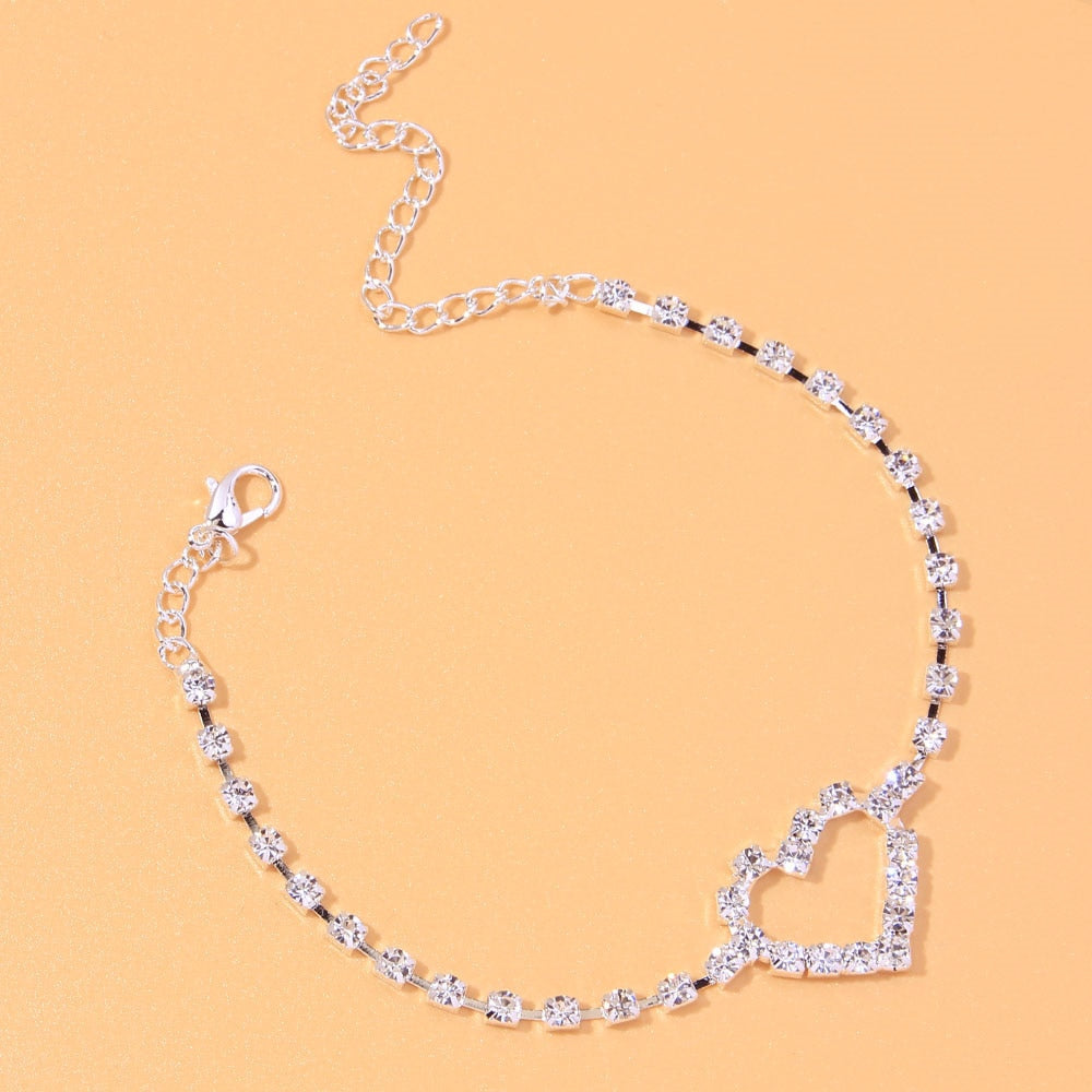 Heart Shaped Rhinestone Anklet