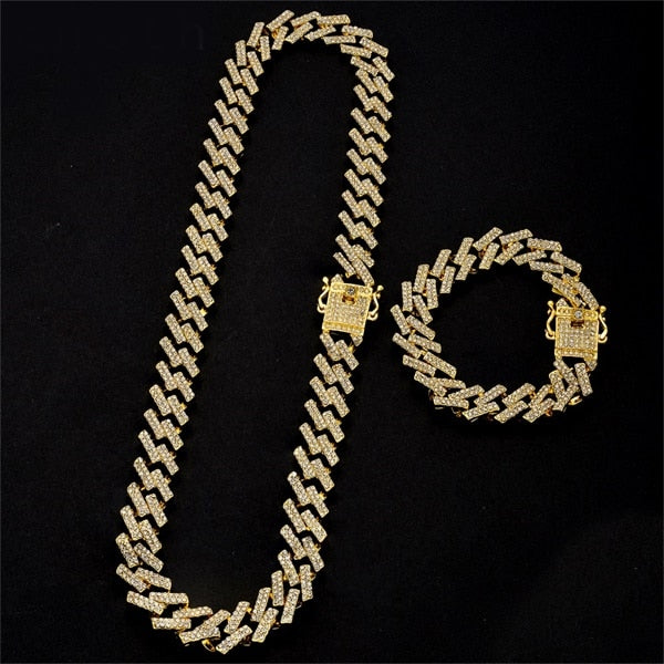 Rhinestone Cuba Chains Necklace