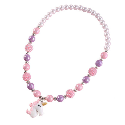 Geometric Sweetheart Necklace Bracelet Set for Children