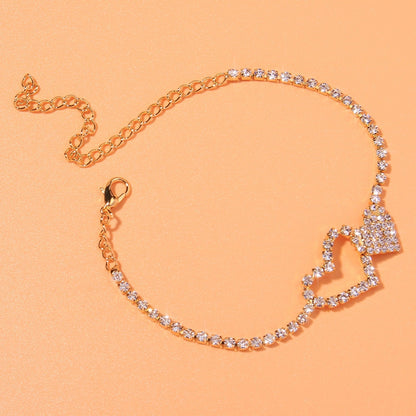 Heart Shaped Rhinestone Anklet