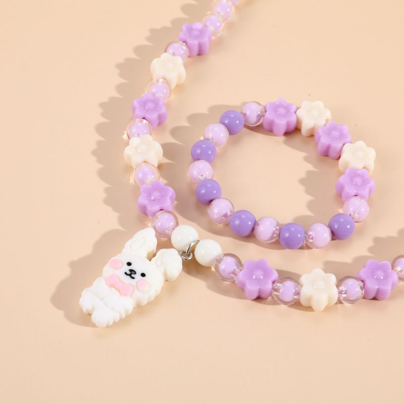 Geometric Sweetheart Necklace Bracelet Set for Children