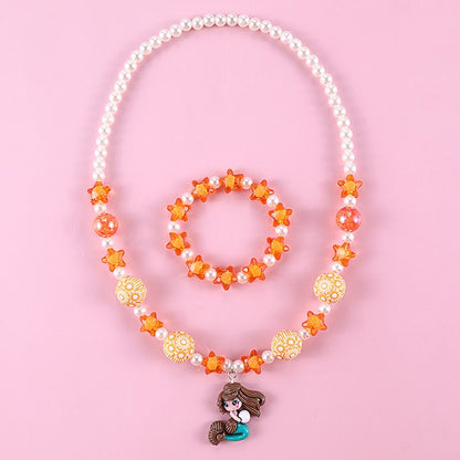 Geometric Sweetheart Necklace Bracelet Set for Children