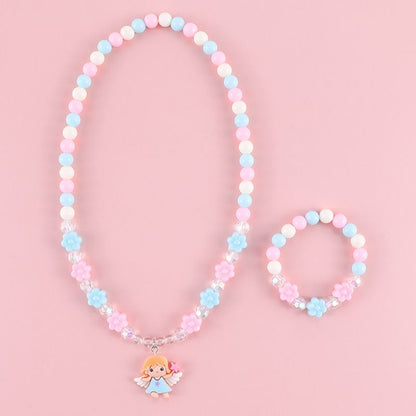 Geometric Sweetheart Necklace Bracelet Set for Children