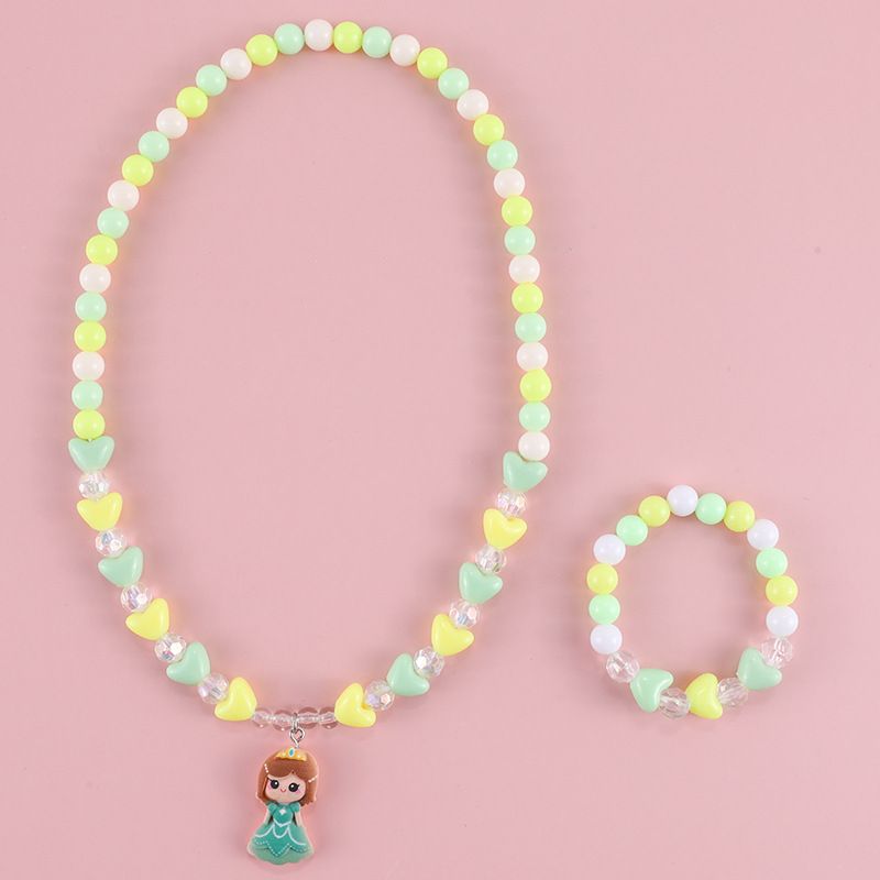 Geometric Sweetheart Necklace Bracelet Set for Children