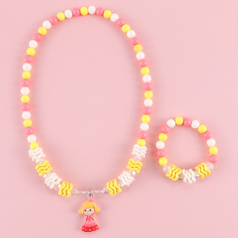 Geometric Sweetheart Necklace Bracelet Set for Children