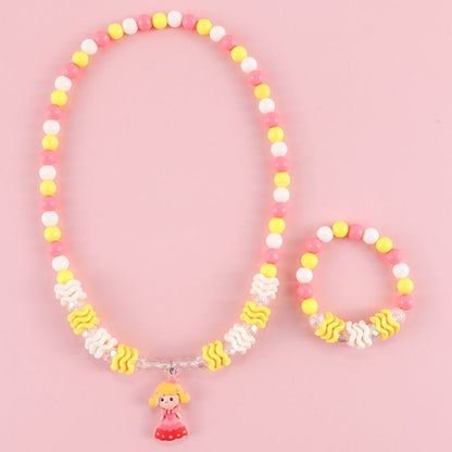 Geometric Sweetheart Necklace Bracelet Set for Children