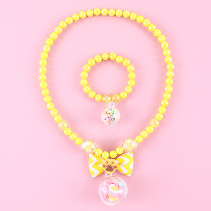 Geometric Sweetheart Necklace Bracelet Set for Children