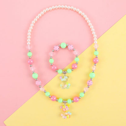 Geometric Sweetheart Necklace Bracelet Set for Children